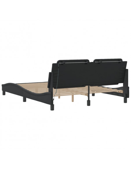 Giroletto con Luci LED Nero 160x200 cm in Similpelle