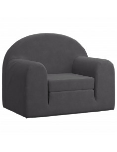 Divano Letto per Bambini Antracite in Morbido Peluche