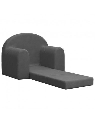 Divano Letto per Bambini Antracite in Morbido Peluche