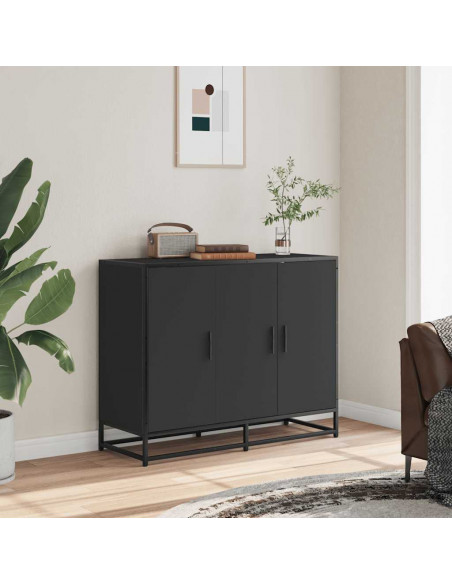 Credenza Nera 94x35x76 cm in Legno Multistrato