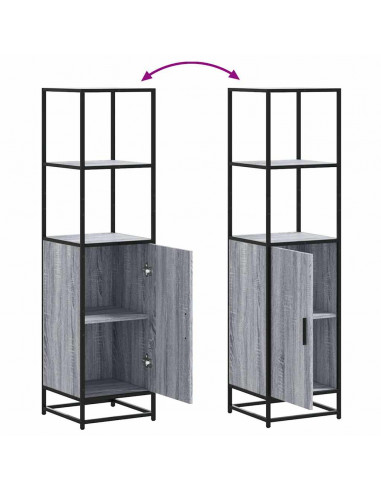 Credenza Grigio Sonoma 35,5x35x139 cm Legno Multistrato Metallo