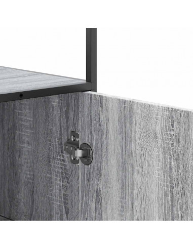 Credenza Grigio Sonoma 35,5x35x139 cm Legno Multistrato Metallo