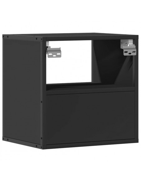Comodino a Muro Nero 40x31x39,5 cm