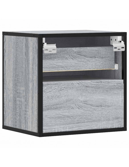 Comodino a Muro Grigio Sonoma 40x31x39,5 cm