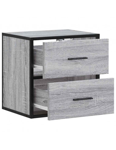 Comodino a Muro Grigio Sonoma 40x31x39,5 cm