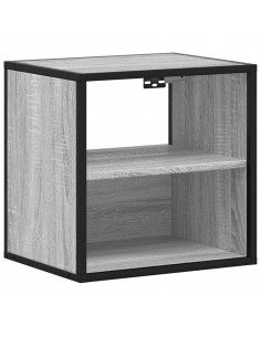 Comodino a Muro Grigio Sonoma 40x31x39,5 cm