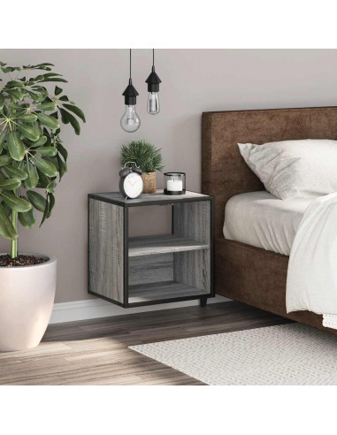 Comodino a Muro Grigio Sonoma 40x31x39,5 cm