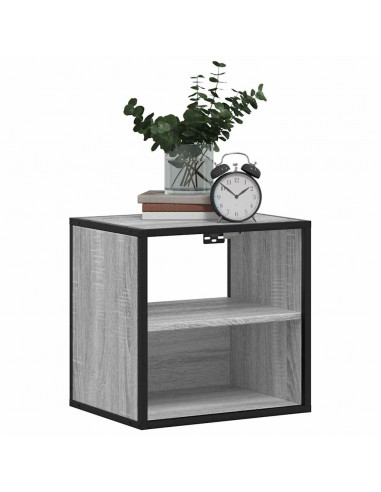 Comodino a Muro Grigio Sonoma 40x31x39,5 cm