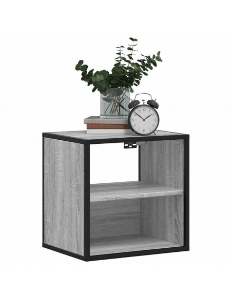 Comodino a Muro Grigio Sonoma 40x31x39,5 cm