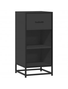 Credenza Rovere Nera 35,5x35x76 cm in Truciolato e Metallo