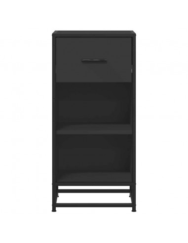 Credenza Rovere Nera 35,5x35x76 cm in Truciolato e Metallo