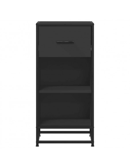 Credenza Rovere Nera 35,5x35x76 cm in Truciolato e Metallo