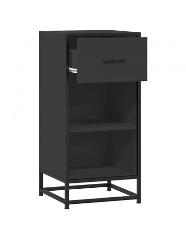 Credenza Rovere Nera 35,5x35x76 cm in Truciolato e Metallo