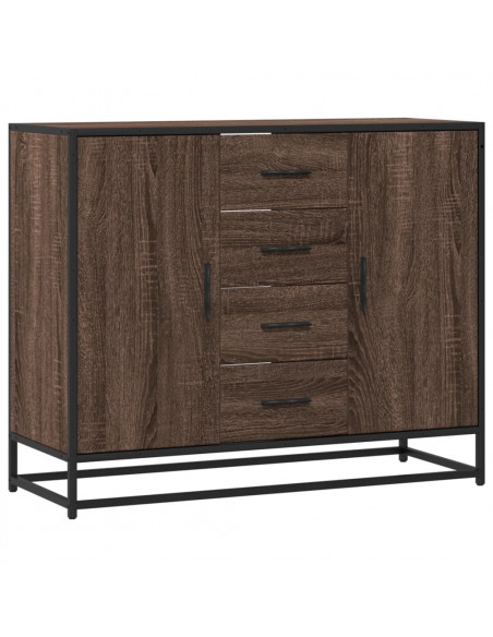 Credenza Rovere Marrone 92x35x76 cm in Legno Multistrato