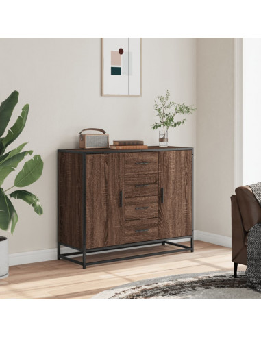 Credenza Rovere Marrone 92x35x76 cm in Legno Multistrato