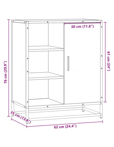 Credenza Rovere Sonoma 62x35x76 cm in Legno Multistrato