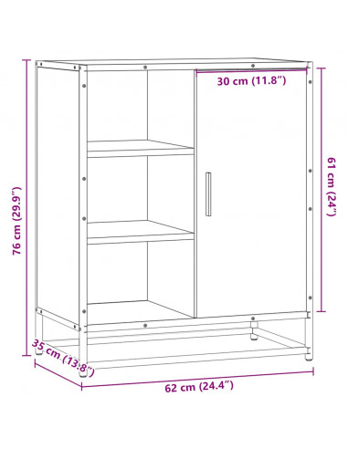 Credenza Rovere Marrone 62x35x76 cm in Legno Multistrato