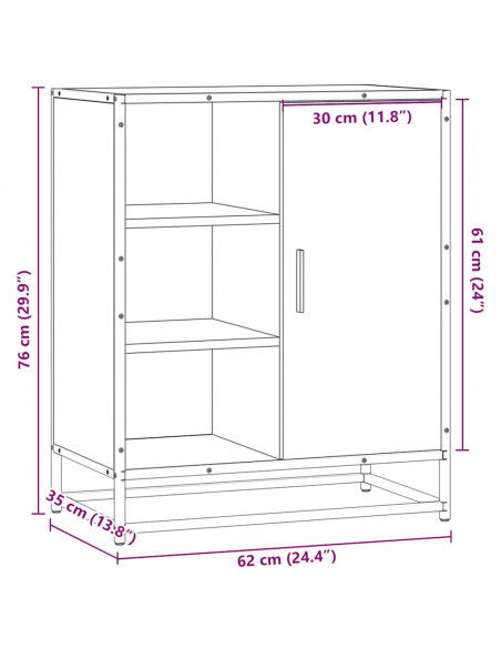 Credenza Nero 62x35x76 cm in Legno Multistrato
