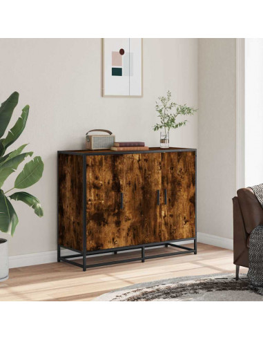Credenza Rovere Fumo 94x35x76 cm in Legno Multistrato