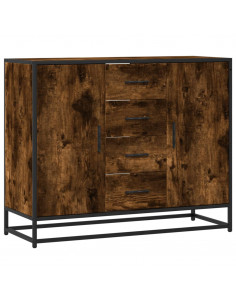 Credenza Rovere Fumo 92x35x76 cm in Legno Multistrato