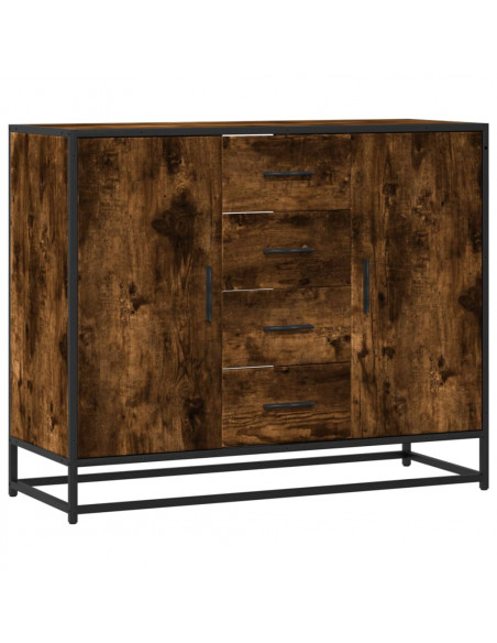 Credenza Rovere Fumo 92x35x76 cm in Legno Multistrato