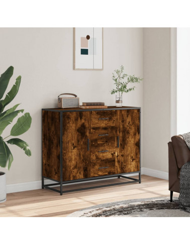 Credenza Rovere Fumo 92x35x76 cm in Legno Multistrato