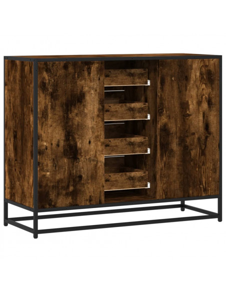 Credenza Rovere Fumo 92x35x76 cm in Legno Multistrato