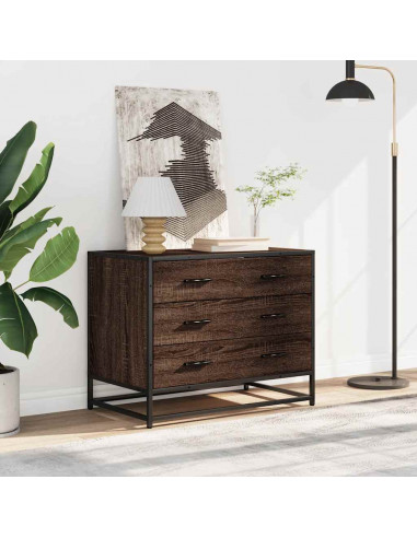 Cassettiera Rovere Marrone 70x41x56 cm in Legno Multistrato