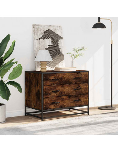 Cassettiera Rovere Fumo 70x41x56 cm in Legno Multistrato