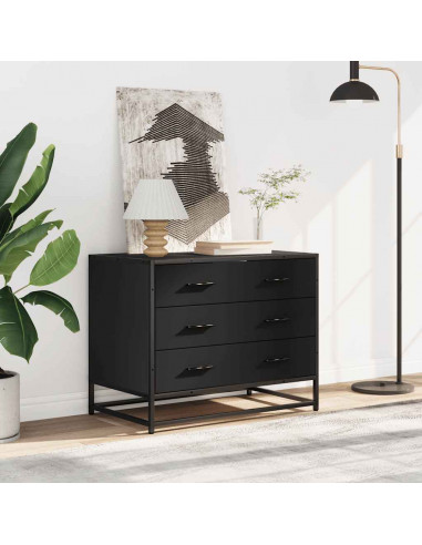 Cassettiera Nera 70x41x56 cm in Legno Multistrato