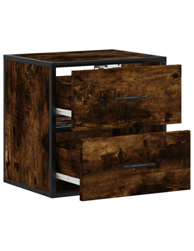 Comodini a Muro 2 pz Rovere Fumo 40x31x39,5 cm