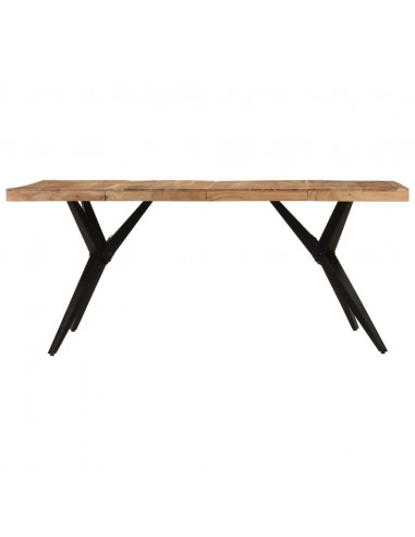 Tavolo da Pranzo Nero 180x90x77 cm in Legno Massello d'Acacia