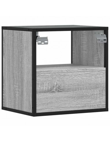 Comodini a Muro 2 pz Grigio Sonoma 40x31x39,5 cm
