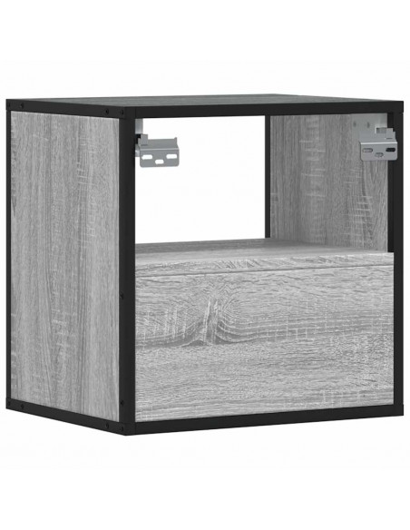 Comodini a Muro 2 pz Grigio Sonoma 40x31x39,5 cm
