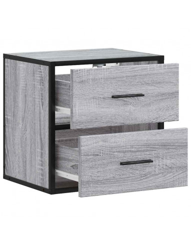 Comodini a Muro 2 pz Grigio Sonoma 40x31x39,5 cm