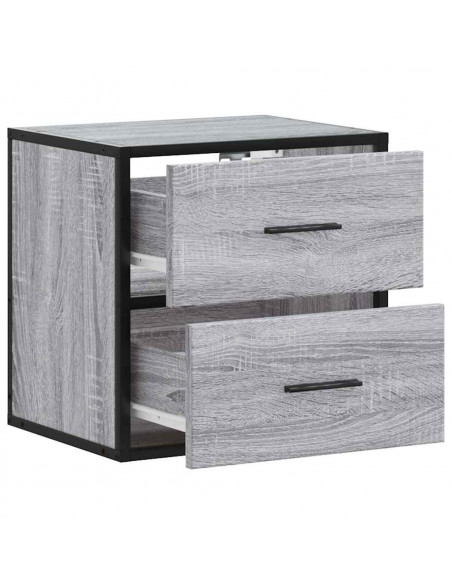 Comodini a Muro 2 pz Grigio Sonoma 40x31x39,5 cm