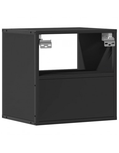 Comodini a Muro 2 pz Nero 40x31x39,5 cm