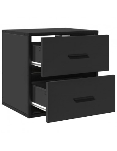 Comodini a Muro 2 pz Nero 40x31x39,5 cm