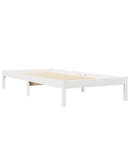 Letto Libreria senza Materasso Bianco 90x190 cm Massello Pino