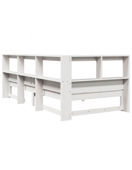 Letto Libreria senza Materasso Bianco 90x190 cm Massello Pino