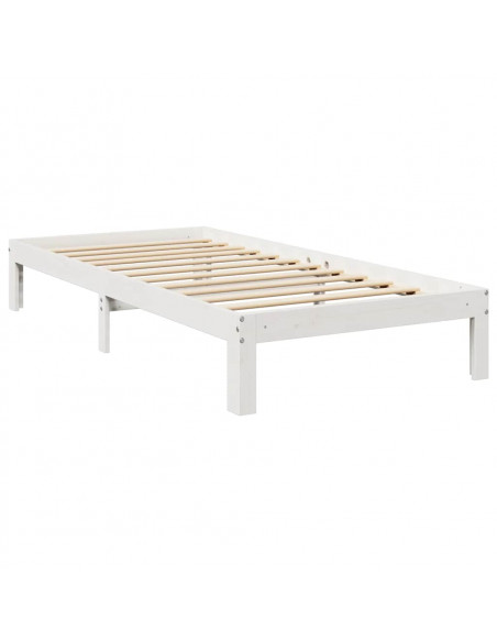 Letto Libreria senza Materasso Bianco 90x190 cm Massello Pino