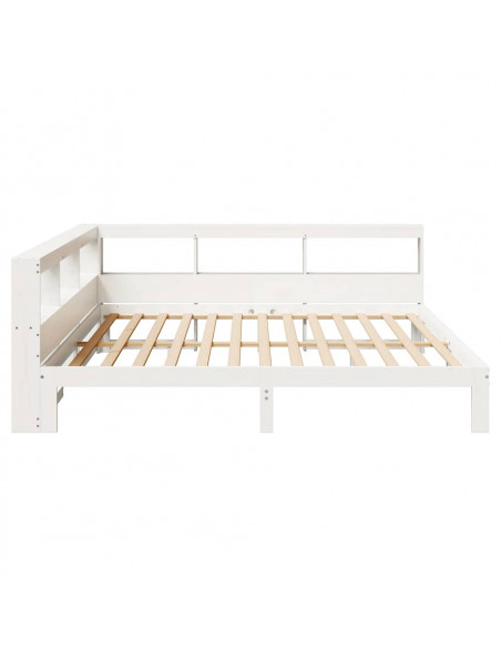 Letto Libreria senza Materasso Bianco 200x200 cm Legno di Pino