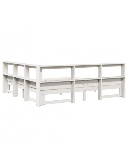 Letto Libreria senza Materasso Bianco 200x200 cm Legno di Pino