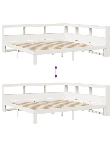 Letto Libreria senza Materasso Bianco 200x200 cm Legno di Pino