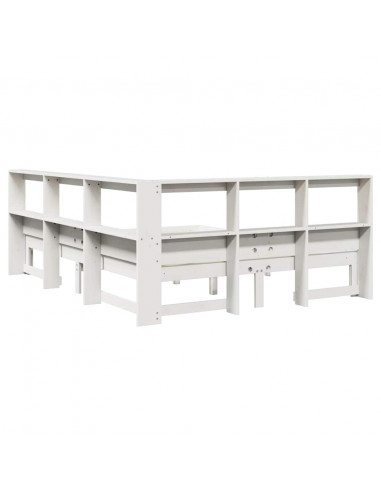 Letto Libreria senza Materasso Bianco 160x200 cm Legno di Pino