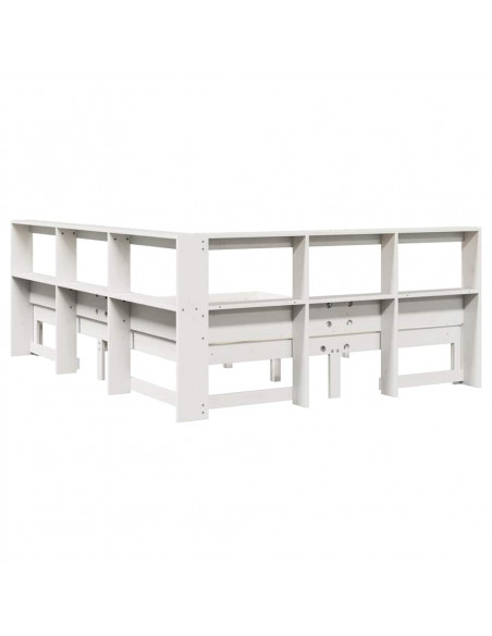 Letto Libreria senza Materasso Bianco 160x200 cm Legno di Pino