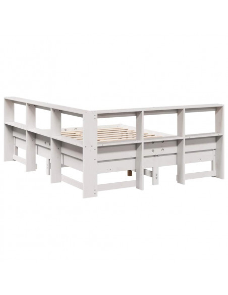 Letto Libreria senza Materasso Bianco 150x200 cm Legno di Pino
