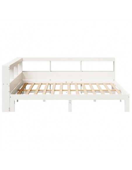 Letto Libreria senza Materasso Bianco 150x200 cm Legno di Pino