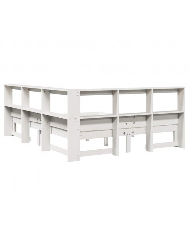 Letto Libreria senza Materasso Bianco 150x200 cm Legno di Pino