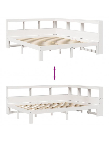 Letto Libreria senza Materasso Bianco 150x200 cm Legno di Pino